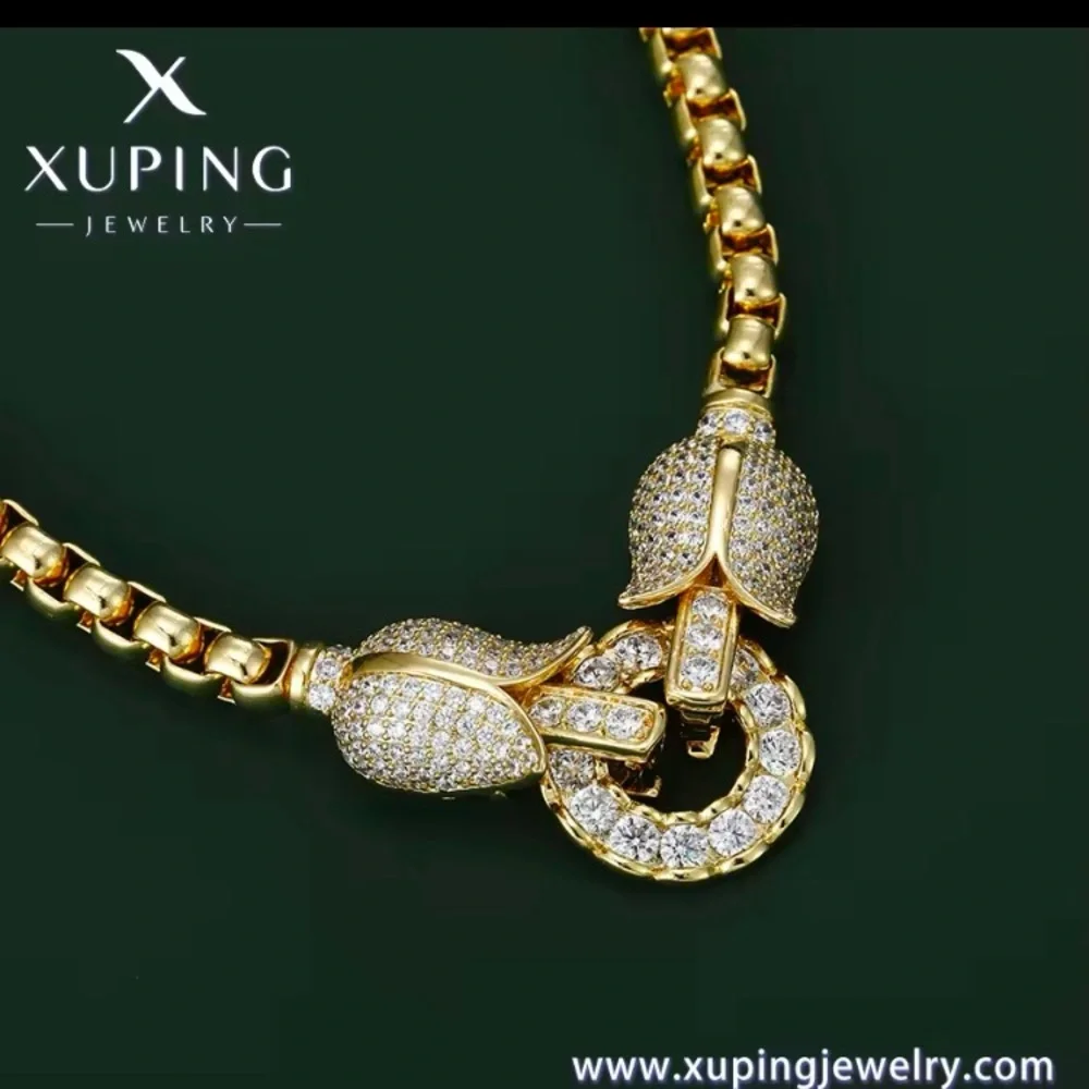New Necklace 18k yellow gold filled | tulip cubic zirconia 18”. With box - Picture 4 of 9